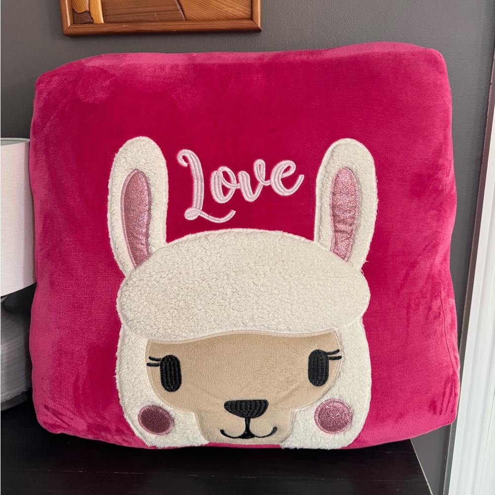 American Kids Love‎ plushies floor pillow 2ft x 2ft hot pink and white